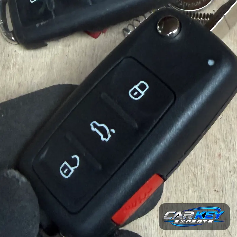 Lock, trunk, unlock and panic buttons on a new flip key remote